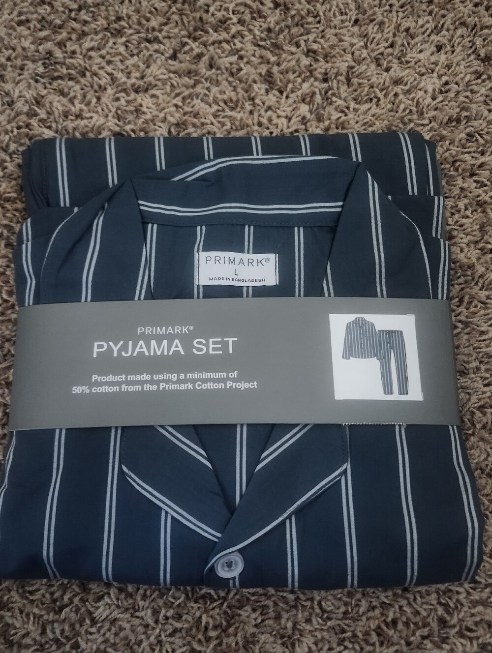 Primark Navy and White Striped Pyjama Set